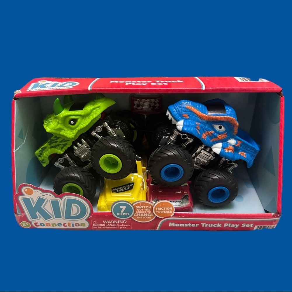 Monster Truck Set - Green, Blue, Yellow